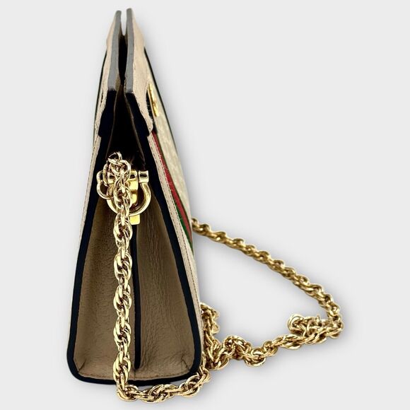 GG Supreme Beige and white Ophidia Small Chain Shoulder Bag - Picture 3 of 11